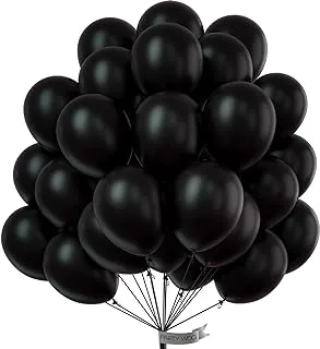 PartyWoo Black Balloons, 50 pcs 12 inch Matte Balloons, Party Balloons, Latex Balloons, Birthday Balloons for Black Birthday Decorations, Retirement Decorations, Graduation Decorations, Wedding