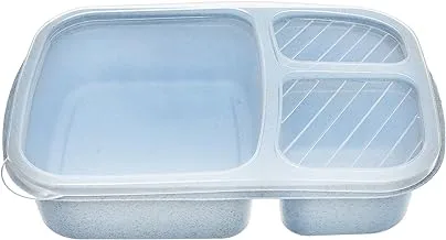 Generic Plastic Divided Lunch Box With Sealed Lid And Three Slots Practical For Adults And Kids - Soft Blue