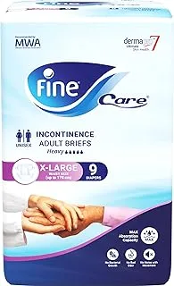 Fine Care Incontinence Adult Diapers breifs, X Large Size,Waist 178 + cm, Count 9