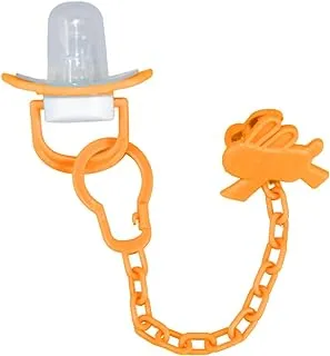 Fly Baby Round Soother With Chain-Orange-Size M