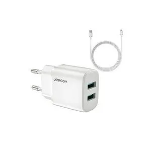 JOYROOM L-2A123 Mini Fast Charger Dual Ports 2.4A - Micro Cable - White