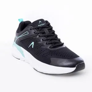 Activ Round Toecap Lace Closure Black Sneakers