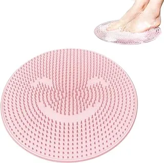 Lanthour Silicone Foot Scrubber Mat for Shower, Back Cleaner Anti-Slip with Strong Absorption, Soft Foot Care Massager for Exfoliating, Relieving Fatigue, Pink