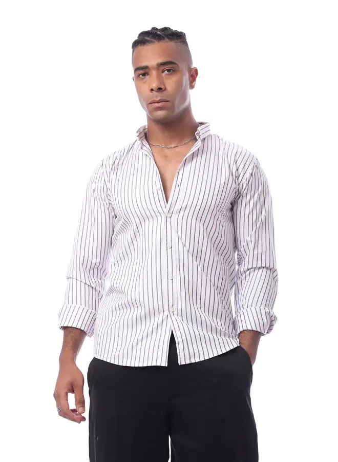 RAVIN White Cotton Striped Comfy Shirt