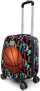 Coral High Kids Luggage suitcase - Black Basketball Pattern