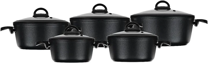 Cookin Aboud | Bio Granite 5 Pot Set (18-20-22-24-26) - Black