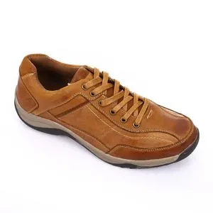 Activ Practical Lace Closure Leather Casual Shoes - Camel