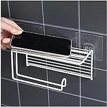 Vihax Toilet Tissue Paper Holder and Multi-Purpose Shelf - Wall Mount Storage Organizer for Bathroom, Holds 1 Rolls - Durable Metal Wire Design