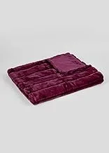 Matalan Stripe Faux Fur Throw Blanket, 150 cm x 130 cm Size, Plum Purple