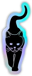 YM Sketch Holographic Laptop Sticker - Black cat| 2x6 cm area size, 1Pcs| easy peeling and Stick Gift For college,office,artists,students,your car,notebook,laptop,fridge,desk,skateboard