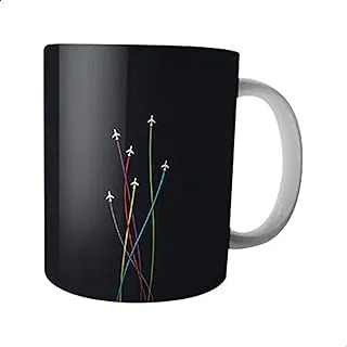 Airplanes Printed Ceramic Mug - Black