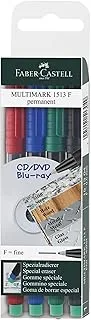 Faber-Castell 1513 Multimark Permanent Marker, Assorted - Set of 4 - Fine