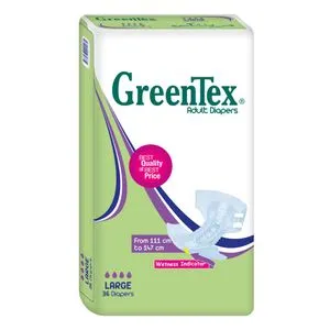 Green Tex Size Large Adults Diapers - 36 Pc