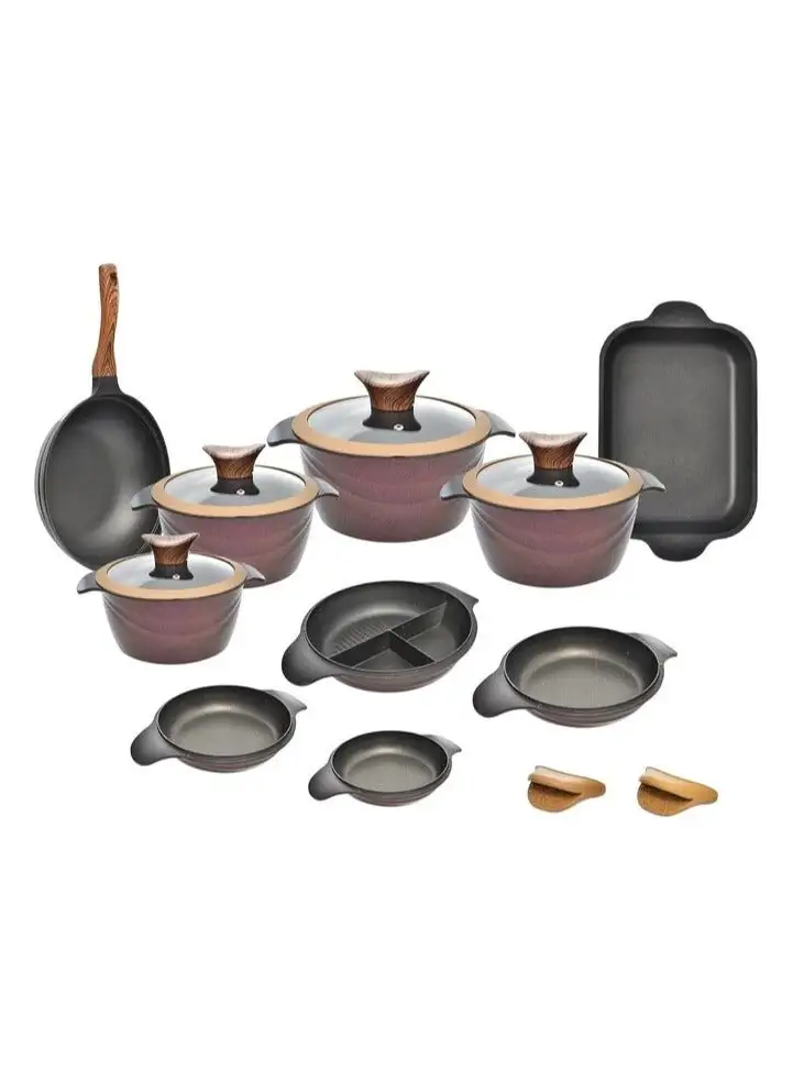 NeoKlein Wok 30+ casserole 36+ 4 Duck lids + 4 Pyrex lids+ 4 ducklings (18.20.24.30) cm-Red