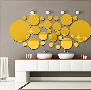 Three-dimensional circle mirror wall paste living room bedroom decoration wall paste, Waterproof wall stickers, Silver, gold