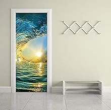 Door Sticker Creative Bedroom 3D Stereo sea spray Self-adhesive Wall Sticker wallpaper for home decor