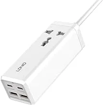 Ldnio SC1418 Multifunction Power Adapter 65W 2PD Ports, 2 USB Ports, 2M Power Cord 2500 Watt Power - White