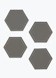 Matalan Hexagon Faux Leather Coasters 4-Pieces, 35 cm x 30 cm Size, Grey