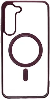 Silicone Back Phone Protection Cover With Silicone Pocket And Safety Edges For Samsung Galaxy S23 Plus - Transparent Wine