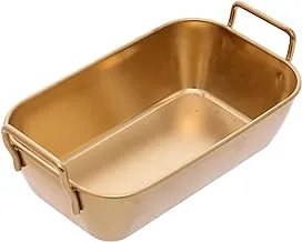 Generic Stainless Steel High Quality Square Shaped Deep Casserole With Strong Handles And Elegant Design Practical For Kitchen 10 x 18 Cm - Gold