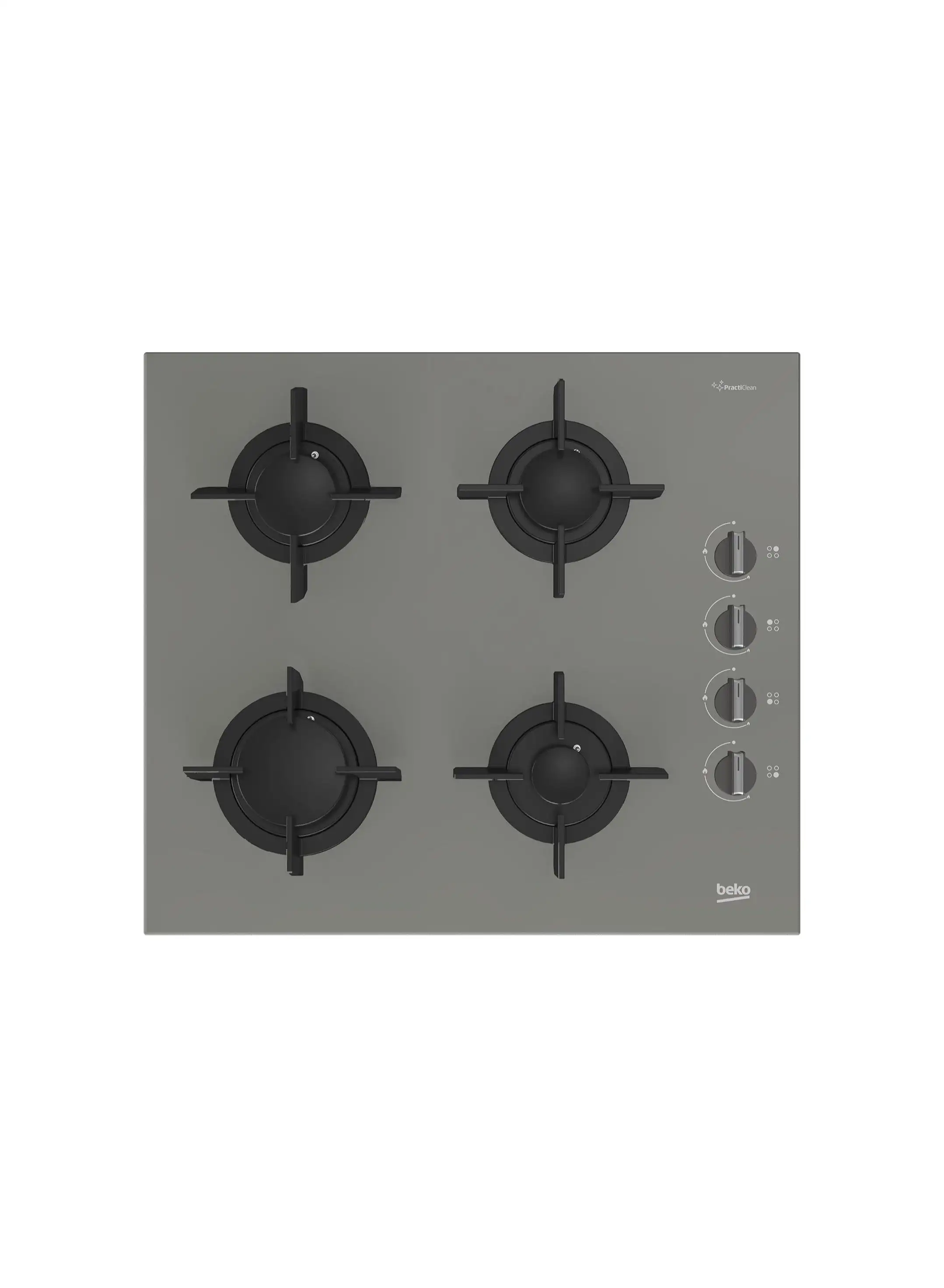 Beko Built-In Glass Gas Hob - 4 Burners - 60 cm - Cast Iron BOCD T BOCD EGE grey