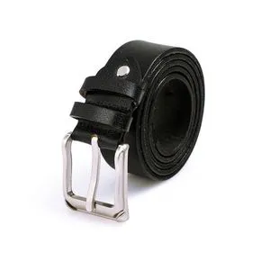 Activ Plain Pattern Leather Belt - Black