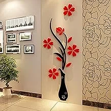 3D decorative home small vase plum sticker acrylic crystal 3D wall paste living room TV background wall porch wall sticker home decoration