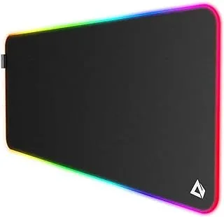 لوحة ماوس ألعاب AUKEY RGB مقاس كبير XXL (900 × 400 × 4 مم) لوحة ماوس سميكة ممتدة غير قابلة للانزلاق ومقاومة للانسكاب مع سطح مزخرف خاص، حواف مخيطة مضادة للاهتراء للوحة المفاتيح، الكمبيوتر الشخصي - أسود