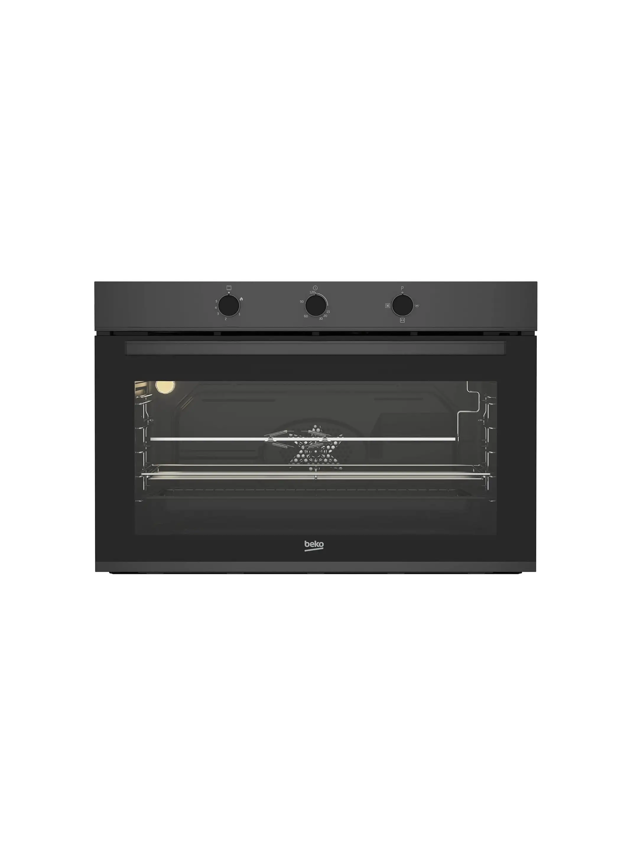 Beko Built-in Gas Oven With Gas Grill - 90 Cm - 2 Fans - Dark Inox BBWHT12104DS Black