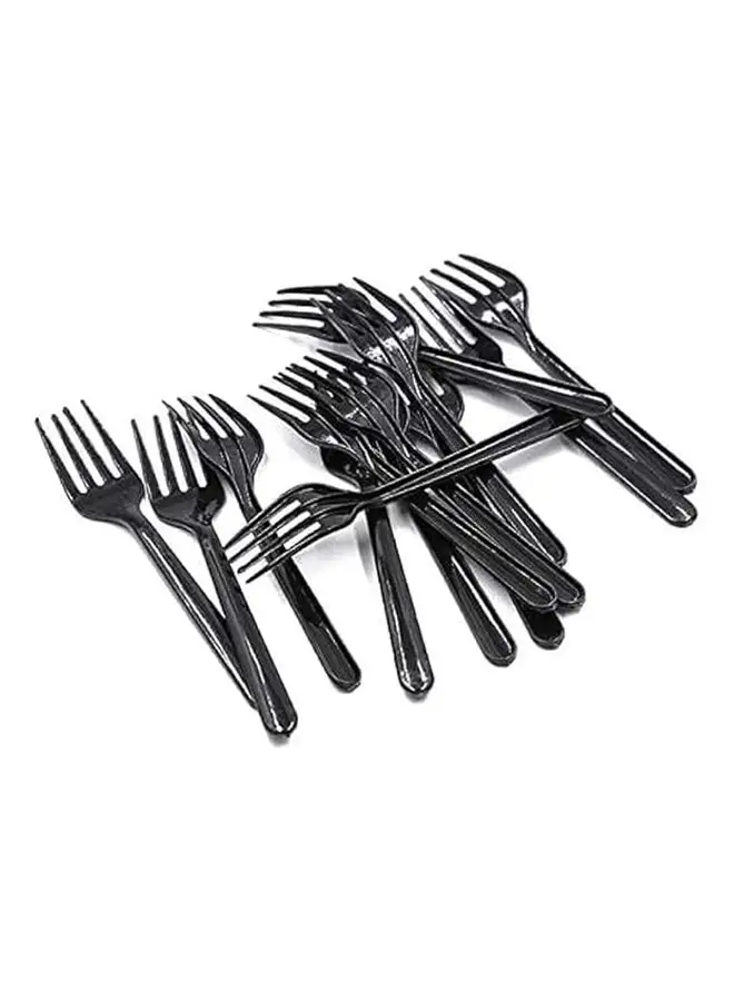 Generic 100 Pcs Plastic Fork Heavyweight Disposable Fork Black