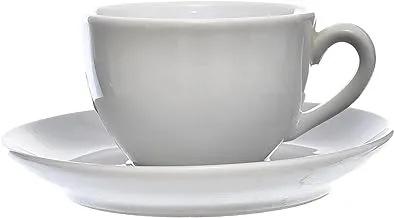 Tunisie Tu-1703519-Dg Set Of 6 Pieces Of Porcelain Lys Cee Cup & Saucer, 180Ml Suitable For Home And Restaurants With Premium Durable Material - Dark Grey