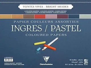 Clairefontaine Ingres Pastel Colour Wire Bound Pad, 130 g, 30 x 40 cm, 25 Sheets - Assorted Bright Colours