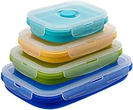 Samer Rectangular Silicone Refrigerator Storage Box with Cover, 4 Pieces