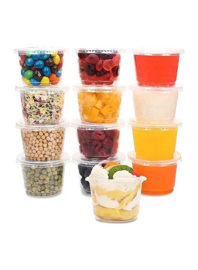 Generic 100 Set 8 Oz Parfait Cups With Flat Lids Ice Cream Cups Food