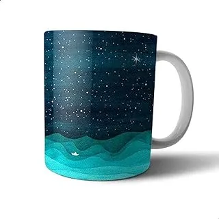 Ceramic Sky and Stars Print Mug - Multi Color