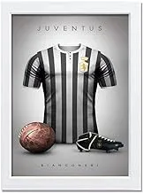 JUVENTUS - WHITE - Wooden Frame with Glass - Printed Poster Tableau wall art BZL-220-24322-WT