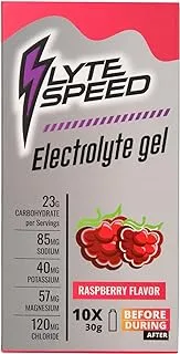 LyteSpeed Electrolyte GEL | Liquid GEL |Raspberry | 10 Servings | 300 grams | Electrolyte Replacement |Pre-workout | Recovery