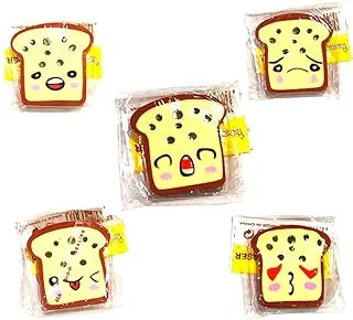 TB 16079-High Quality Soft Eraser Bread Shape Assorted Color - Multi Color