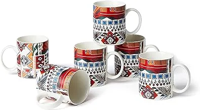 Istekana, Tea Mug Set 6pc, Made of porcelain with Assorted color decorated design.