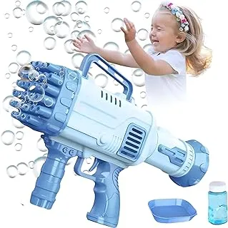 AYBIA Bubble Maker Gun - 32-Hole Bubble Machine Gun - Bazooka Bubble Machine - Bubble Blaster for Kids Outdoor Indoor, Parties, Halloween Easter New Year's Birthdays Christmas Gifts -(Blue)