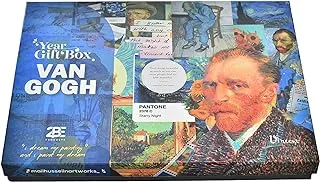 2BE High Quality New year Gift box (Clipboard With manthly Planer,Cleander paper,Dailybook,2book mark,Todo List,Sketch,Sticker,Ruler,Gift cards,Coster) With Van Gogh thimer - Multi Color