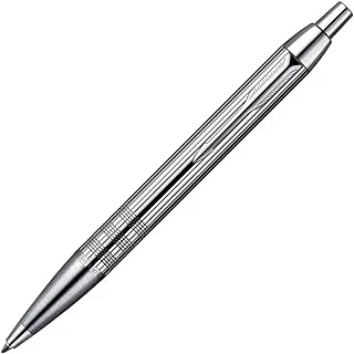 Parker S0908660 IM Premium Ballpoint Pen with Medium Point - Chiselled Shiny Chrome with Chrome Trim