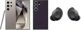 SAMSUNG Galaxy S24 Ultra AI Bundle (S24 Ultra AI Smartphone, 256GB Storage, 12GB RAM, Titanium Gray and Galaxy Official S24 Ultra Silicone Case, Dark Violet with Galaxy Buds FE, Wireless Headphone)