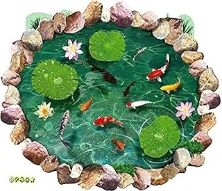 3D Floor Wall Sticker Waterproof Lotus Pond Pool Gold Fish for Children Kids Bathroom Floor Home Decoration