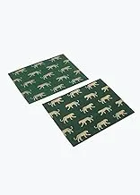 Matalan Leopard Fabric Placemats 2-Pieces, 40 cm x 30 cm Size, Green