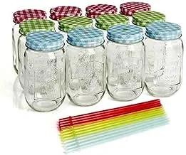 Mason Jars with straw 12pcs