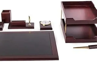 Yiwu No 528A Wood Desk Set 7-Pieces, Red