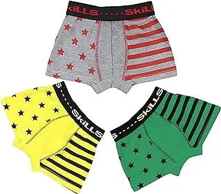 Skills Cotton Set Of 3 Pieces Striped Boxers For Boys-Multicolor-10Years