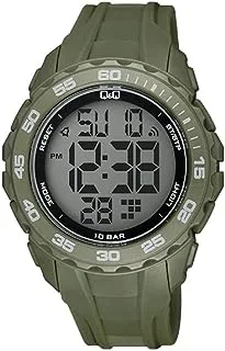 Q&Q Mens Large Digital Full-Size Chronograph Sport Watch Resin Band, Black