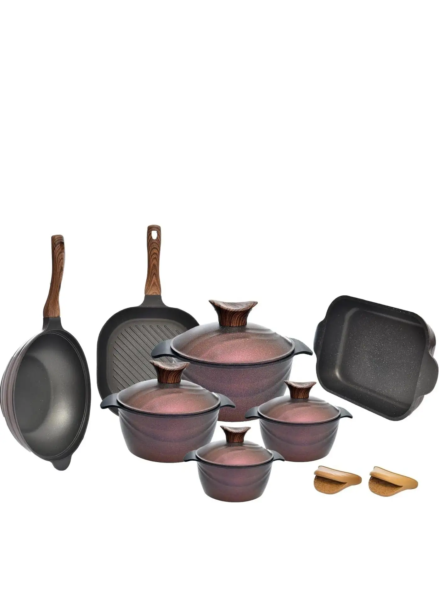 NeoKlein 9 Piece Set of Grill 30+wok 30 + casserole 36+ 3 covers + 3 duck suit (20.24.30)-Purple